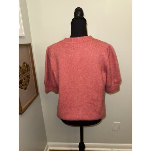 Boden Women’s Pink Chunky Cardigan Puff Sleeve Sweater Alpaca Blend Size 14 - Picture 4 of 6